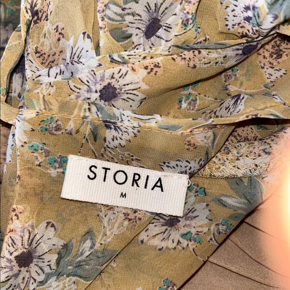 Storia Clarity Tiered Ruffle Floral Cottage Core Washed Yellow Maxi Dress Med - Picture 13 of 16